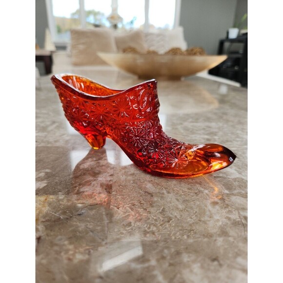 Vintage Amberina Glass Slipper - Picture 1 of 5
